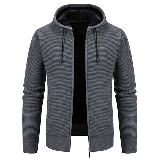 Herren moderne Kapuzenjacke mit strukturierter Oberfläche und weichem Innenfutter EB