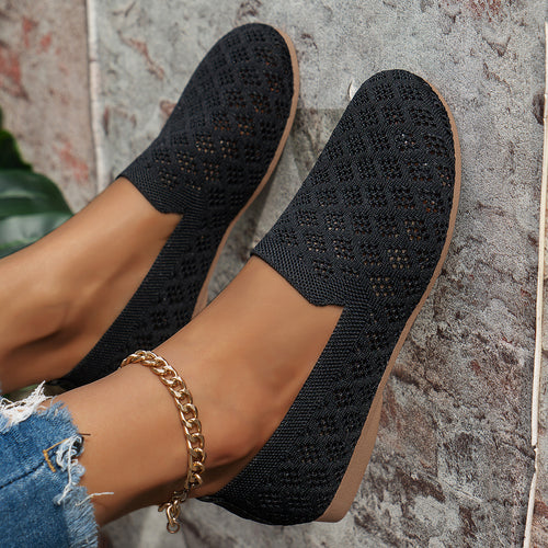 Damen Atmungsaktive Slip-On Ballerinas mit perforiertem Obermaterial EB