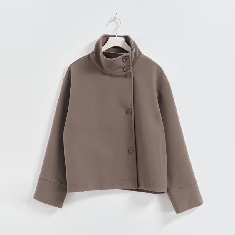 Damen modische Wolljacke mit strukturiertem Kragen und elegantem Schnitt EB