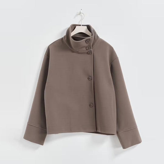 Damen modische Wolljacke mit strukturiertem Kragen und elegantem Schnitt EB