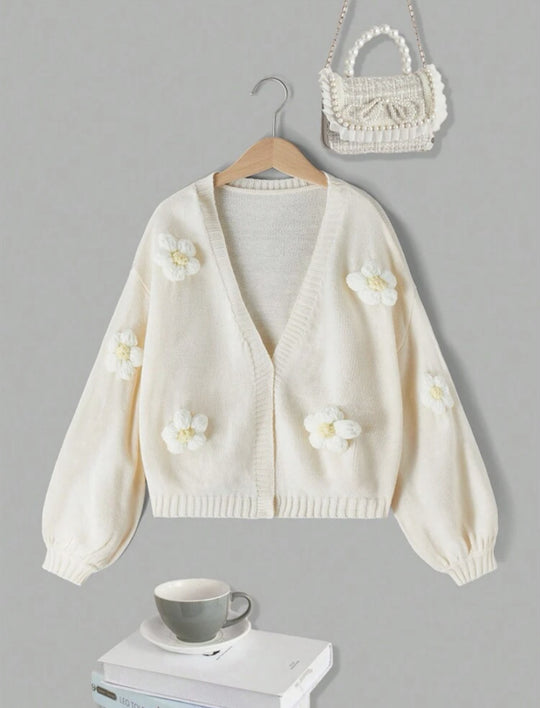 Damen Kurzjacke mit verspielten Blumenapplikationen EB