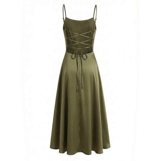 Damen Maxikleid mit elegantem Wasserfallausschnitt und schwingendem Rock EB