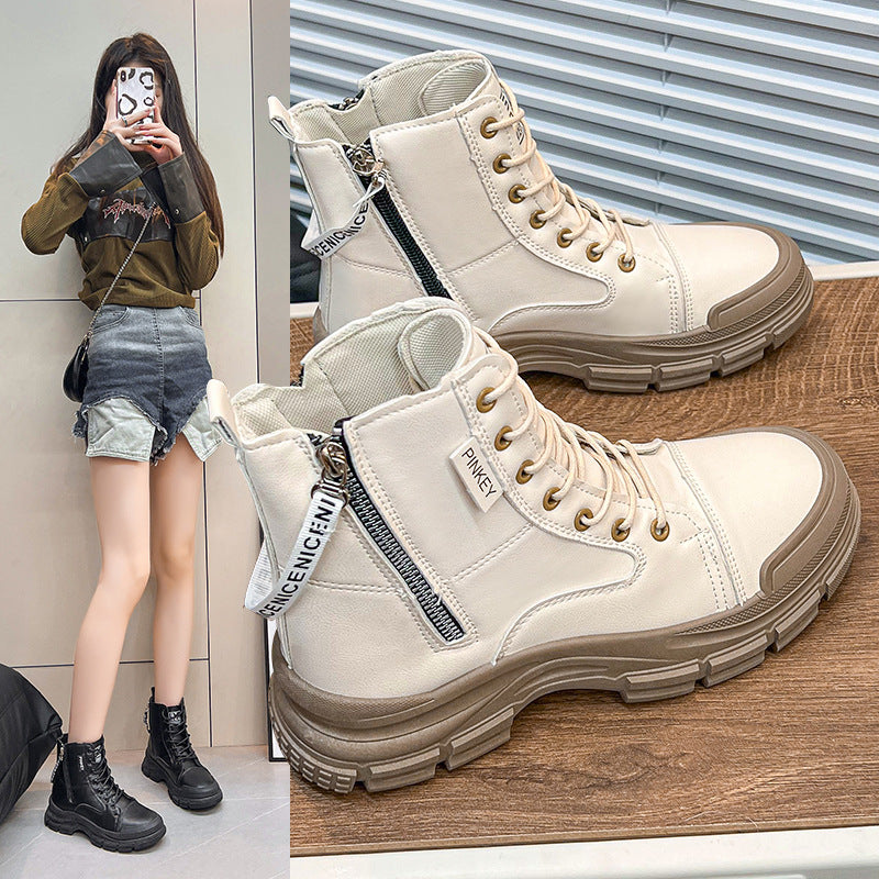 Damen modische High-Top Sneakers mit praktischem Reißverschluss und atmungsaktiver Sohle EB