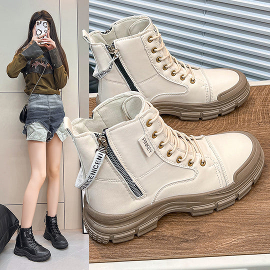 Damen modische High-Top Sneakers mit praktischem Reißverschluss und atmungsaktiver Sohle EB