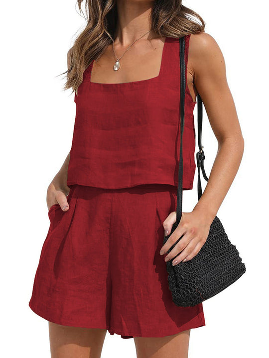 Damen Leichtes Sommer-Set mit luftigen Shorts und Crop-Top EB