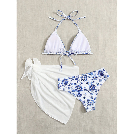Damen Triangel-Bikini mit abnehmbarer Wickel-Tuch EB