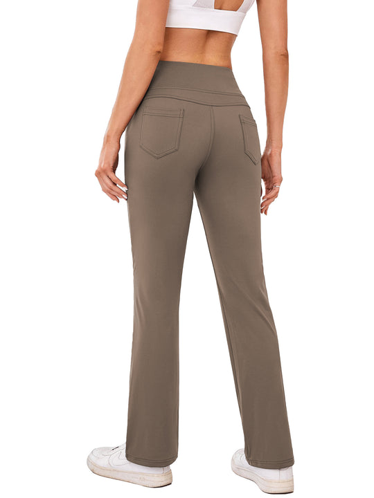 Damen bequeme Sportleggins mit hohem Bund und praktischen Taschen EB