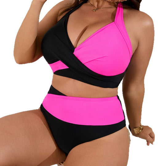 Damen Sportlicher Wickel-Bikini mit hohen Taillen-Hosen EB
