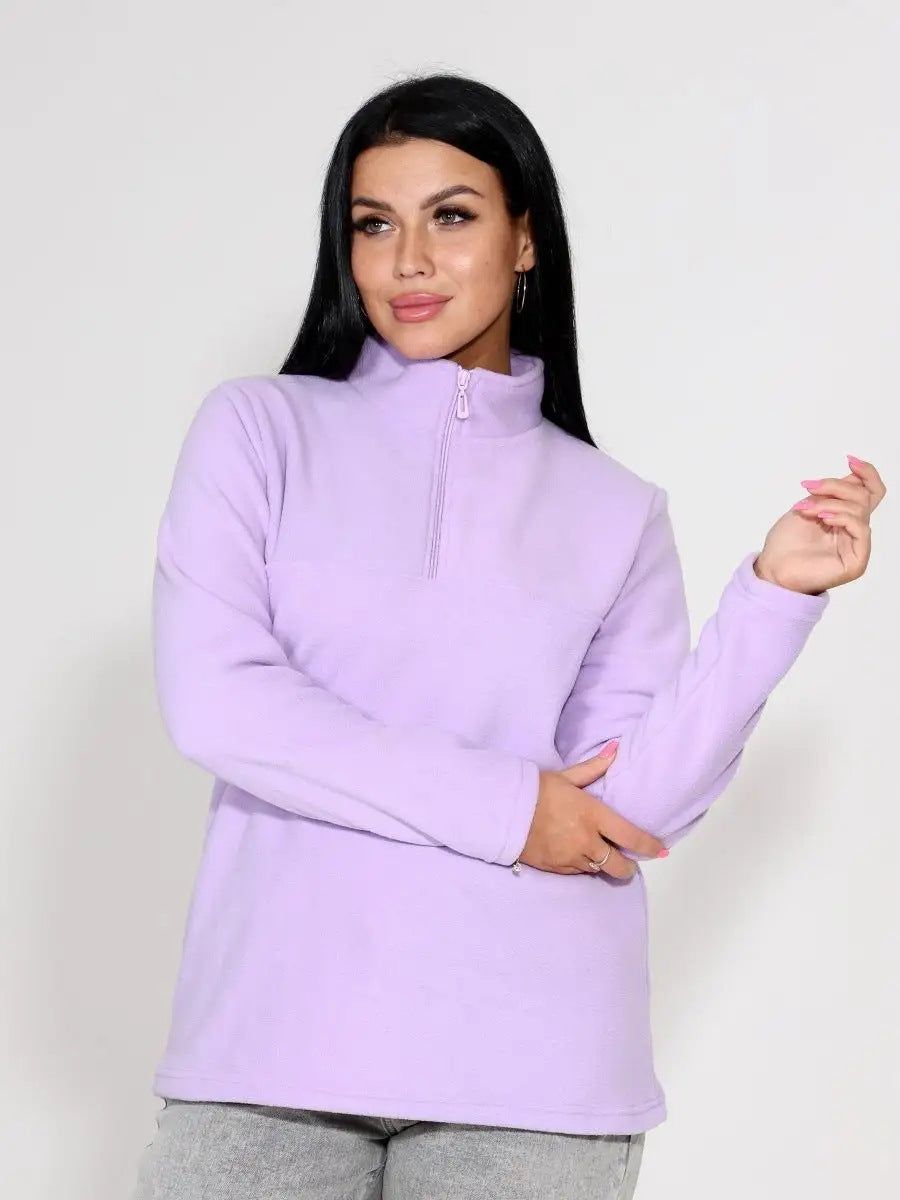 Damen Fleeceoberteil mit kurzem Halbzip und Stehkragen EB