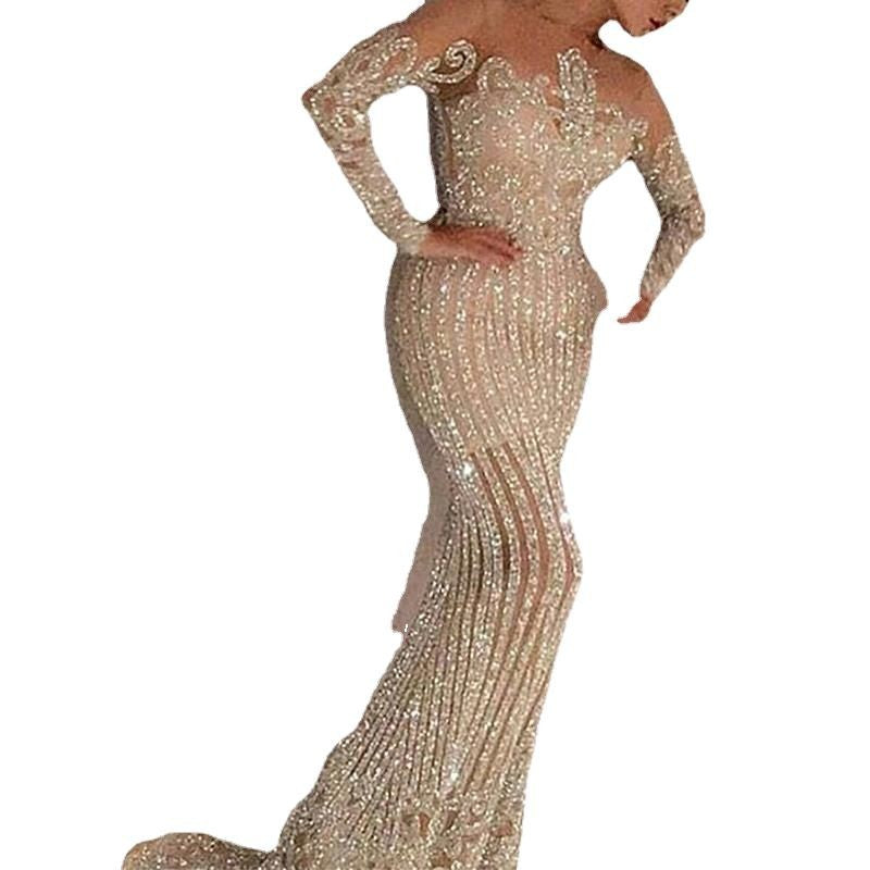 Damen Elegantes Abendkleid mit glitzernden Pailletten und schmalem Schnitt EB