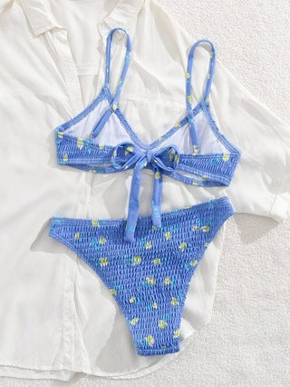 Damen Triangel-Bikini im verspielten Design mit knotenverziertem Oberteil EB