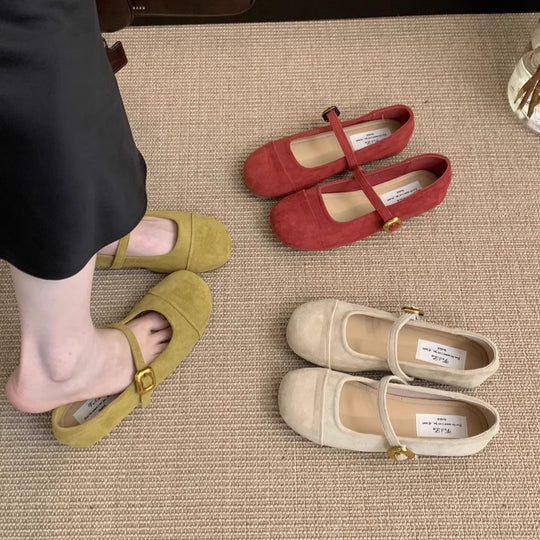 Damen Elegante Mary Jane Ballerinas mit dekorativem Riemchen und hochwertiger Verarbeitung EB