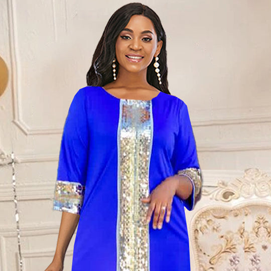 Damen Maxikleid mit eleganten Glitzerdetails und seitlichen Taschen EB