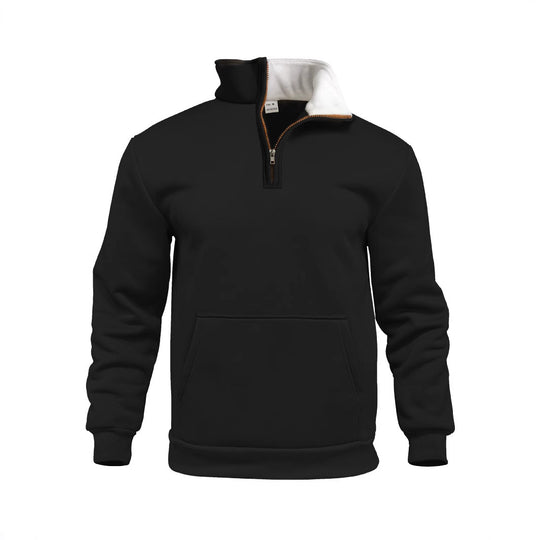 Herren sportlicher Kapuzenpullover mit halbem Reißverschluss und praktischer Kängurutasche EB