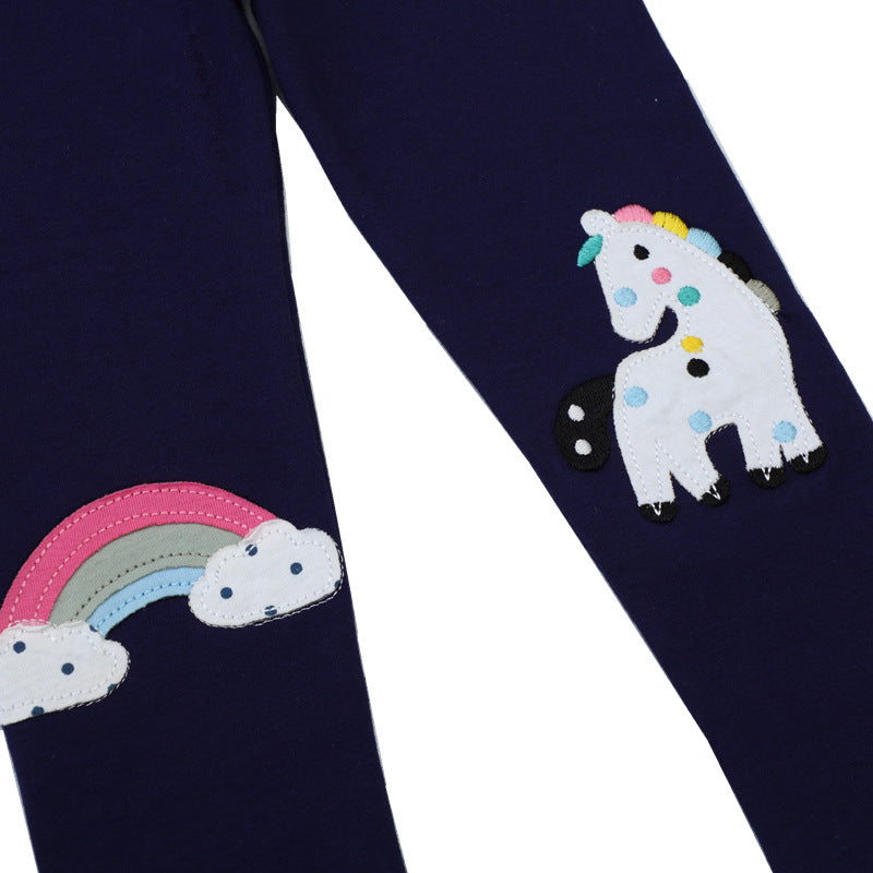 Mädchen Leggings mit zauberhaften Einhorn- und Regenbogen-Applikationen EB
