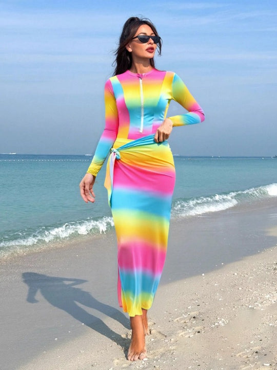 Damen langer, figurbetonender Strandkleid EB