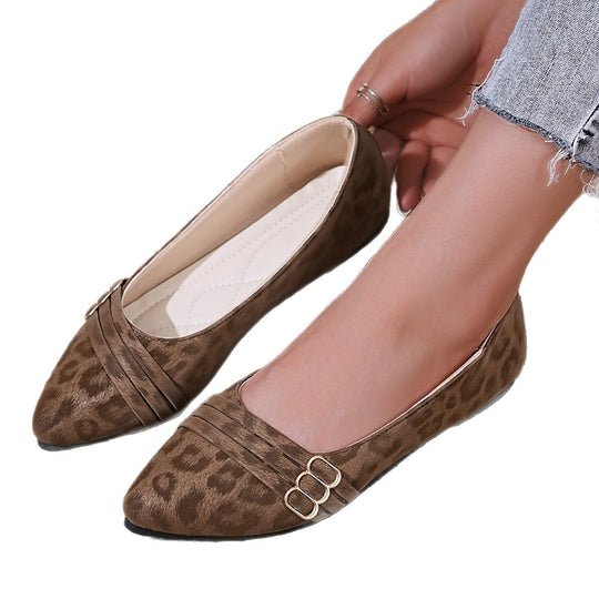 Damen elegante Ballerinas mit animalischem Muster und schimmernden Akzenten EB