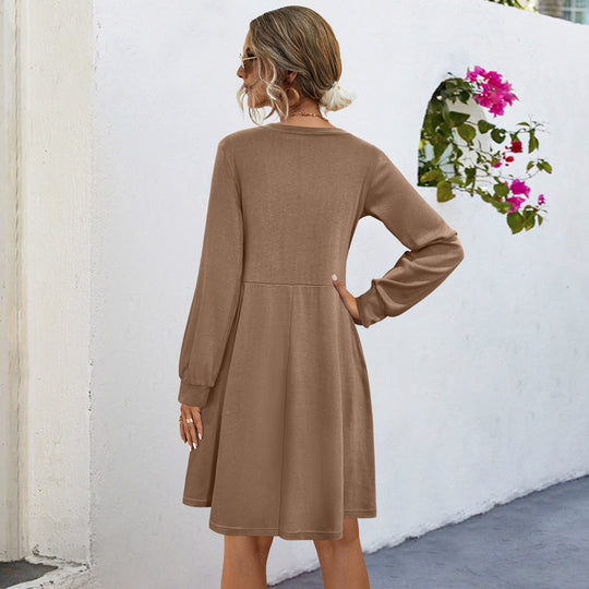Damen Freizeitkleid mit Knopfleiste und seitlichen Eingrifftaschen EB
