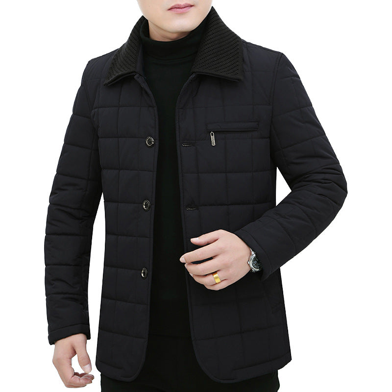 Herren Steppjacke mit Boxsteppung, Cordkragen und Brust-Reißverschlusstasche EB