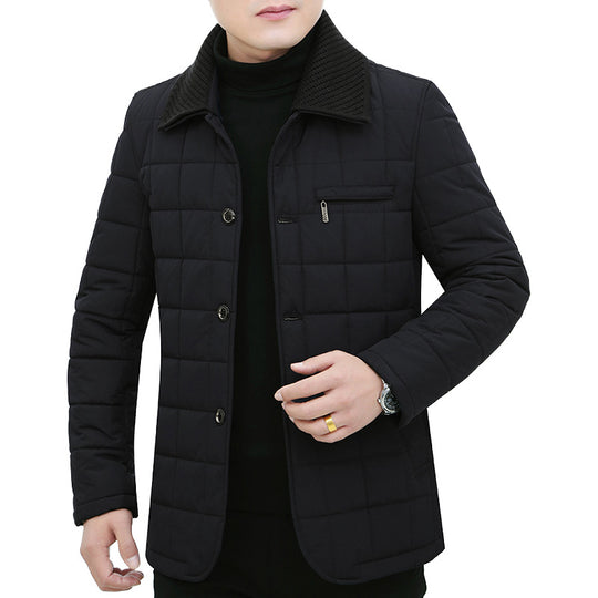 Herren Steppjacke mit Boxsteppung, Cordkragen und Brust-Reißverschlusstasche EB