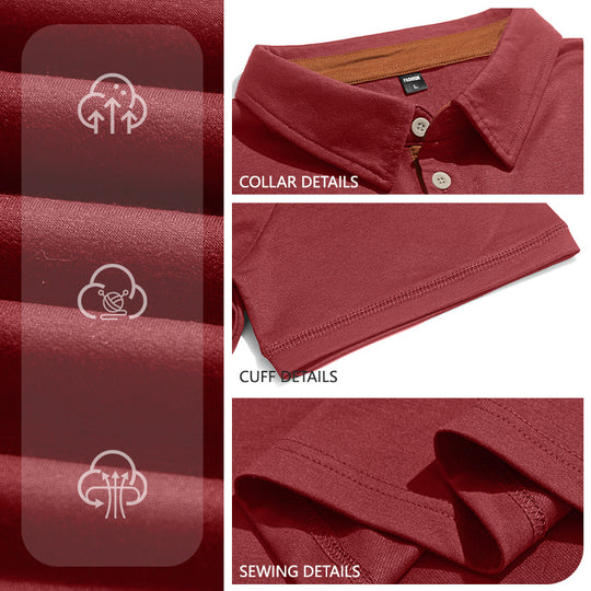 Herren nan Kurzarm-Polokragen-Shirt aus texturiertem Jersey mit Brusttasche und kontrastierter Knopfleiste EB