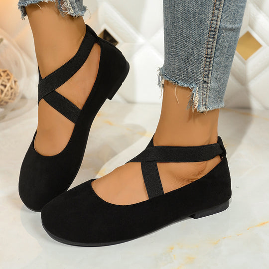 Damen elegante Ballerinas mit elastischem Riemendesign EB