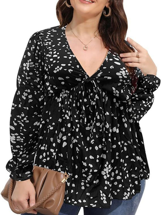 Damen Bluse mit eleganten Rüschendetails und modischem Print EB
