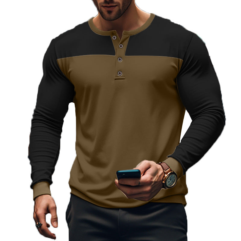 Herren nan funktionales Henley-Langarmshirt mit Raglanärmeln, verstärkter Knopfleiste und tailliertem Schnitt EB