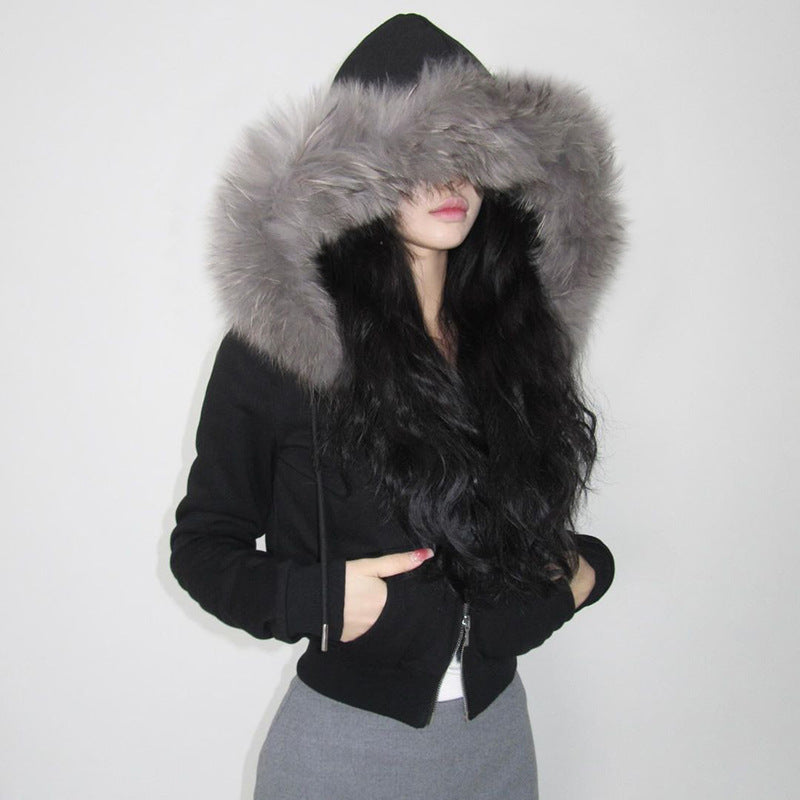 Damen nan taillierte Bomberjacke mit breitem Rippenbund, zwei Schrägtaschen und dekorativen Reißverschluss-Details EB