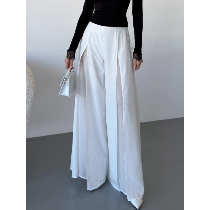 Damen Elegante lange Hose mit seitlichen Schlitzen und fließendem Schnitt EB