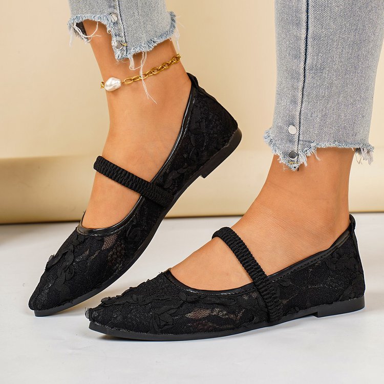 Damen elegante Ballerinas mit floralen Applikationen EB