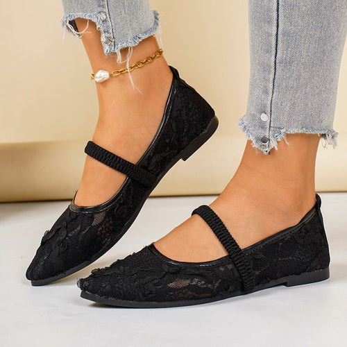 Damen elegante Ballerinas mit floralen Applikationen EB