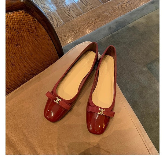 Damen elegante Ballerinas mit modischer Schleifenverzierung EB