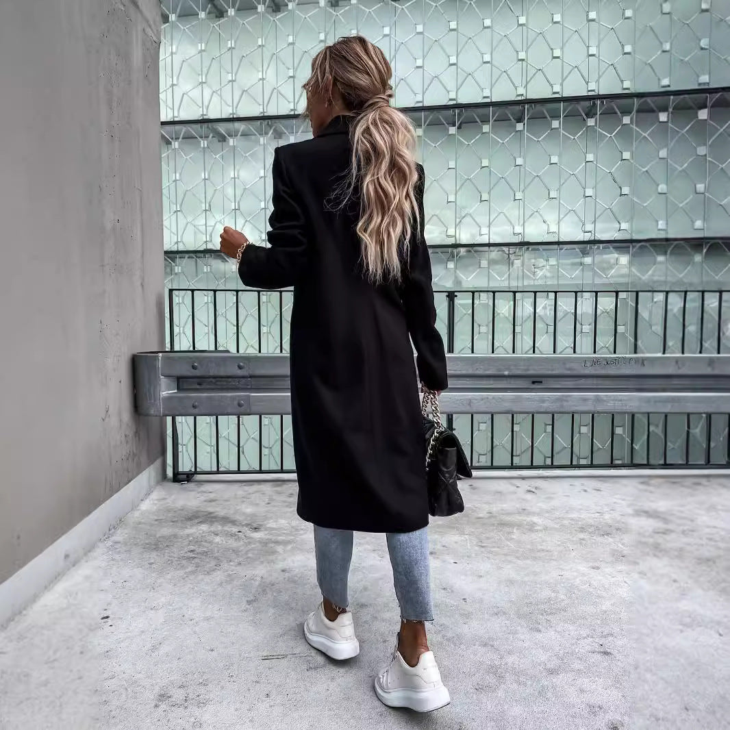 Damen eleganter Wollmantel im Oversized-Stil EB