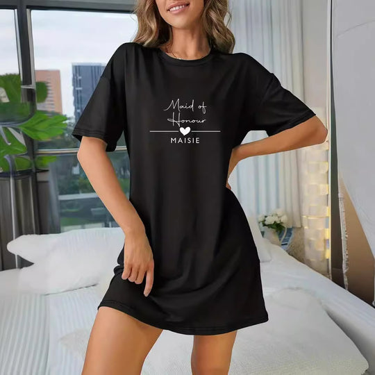 Damen T-Shirt-Kleid mit künstlerischem Blumenmotiv und figurbetontem Schnitt EB