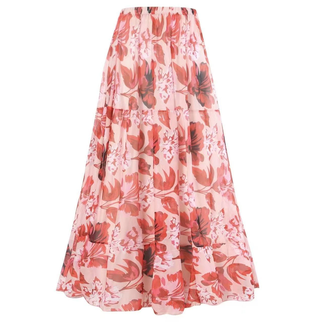 Damen Badeanzug mit floralem Design und passendem Rock EB