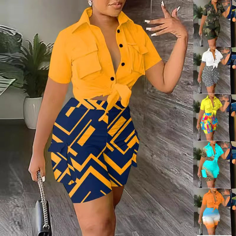 Damen Freizeit Set mit modischem Hemd und stylischen Shorts EB