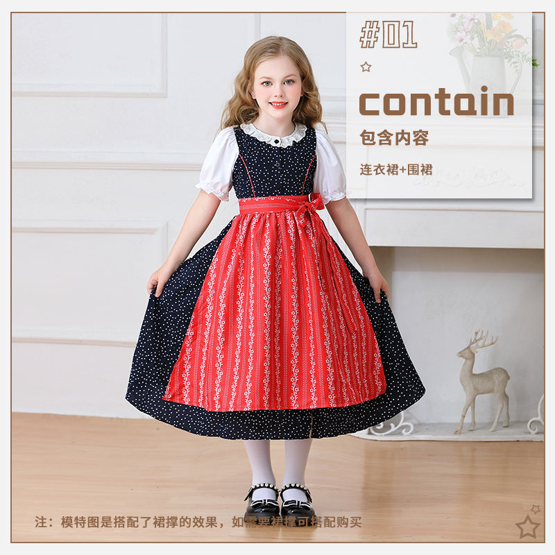 Damen nan traditionelles Dirndlkleid für Mädchen mit abnehmbarer Schürze EB