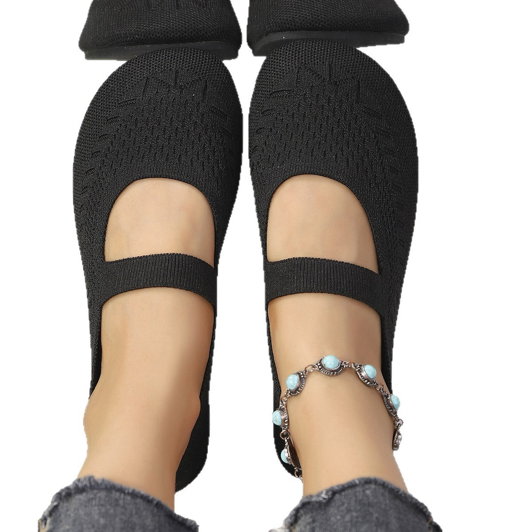 Damen elegante Strick-Ballerinas mit flexiblem Fußbett EB