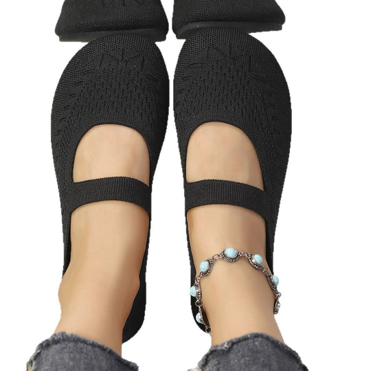 Damen elegante Strick-Ballerinas mit flexiblem Fußbett EB