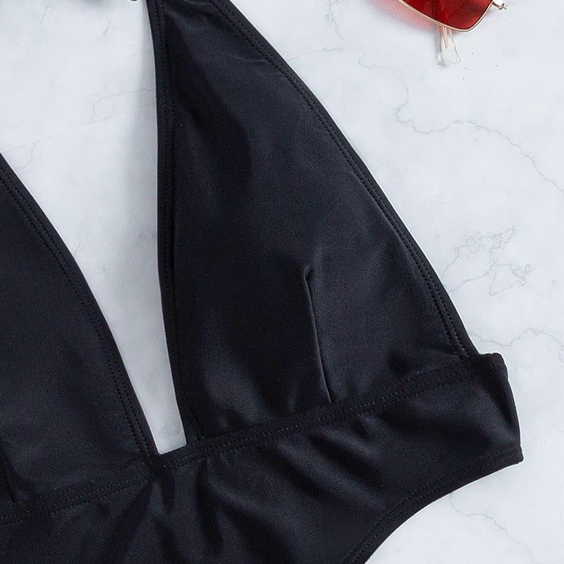 Damen Cut-Out Badeanzug mit tiefem V-Ausschnitt und seitlichen Einschnitten EB