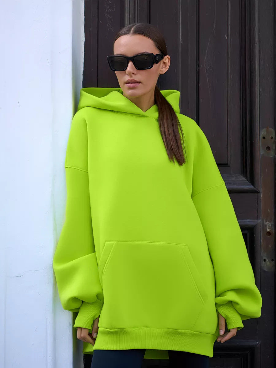 Damen Oversized Kapuzenpullover mit extra weitem Schnitt und Kängurutasche EB