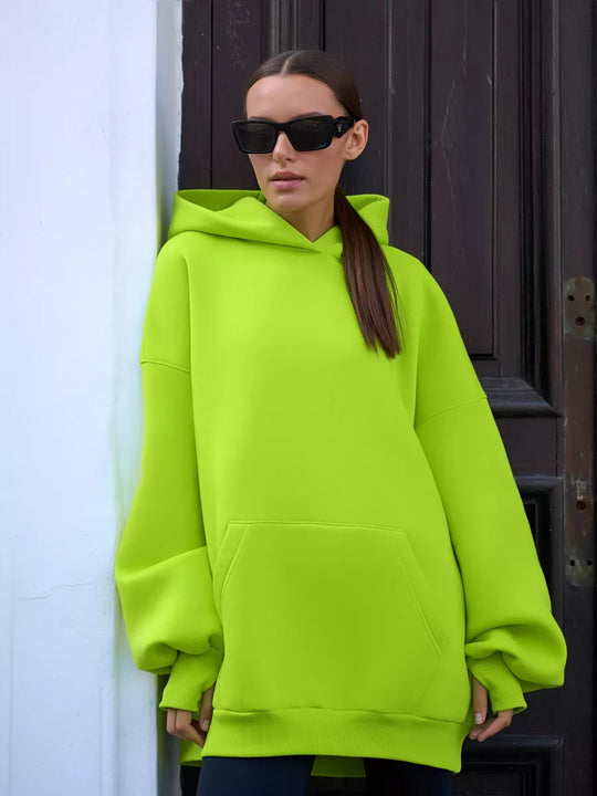 Damen Oversized Kapuzenpullover mit extra weitem Schnitt und Kängurutasche EB