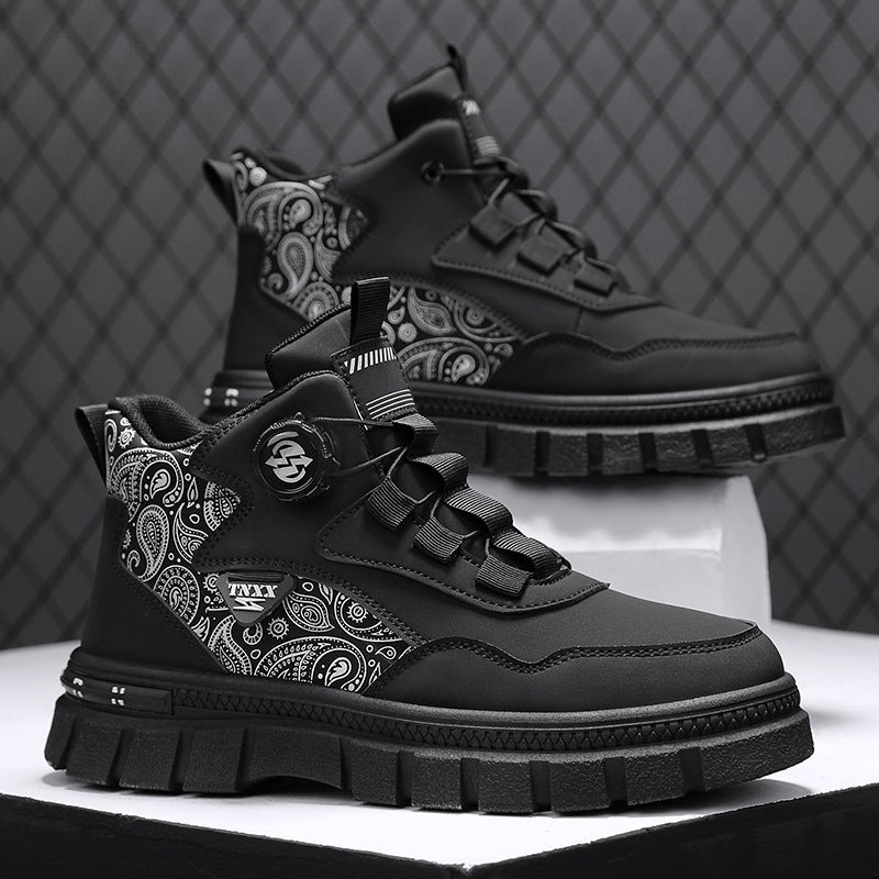 Damen Hochwertige High-Top Sneakers mit Paisleymuster und praktischen Schnellschnürsystem EB