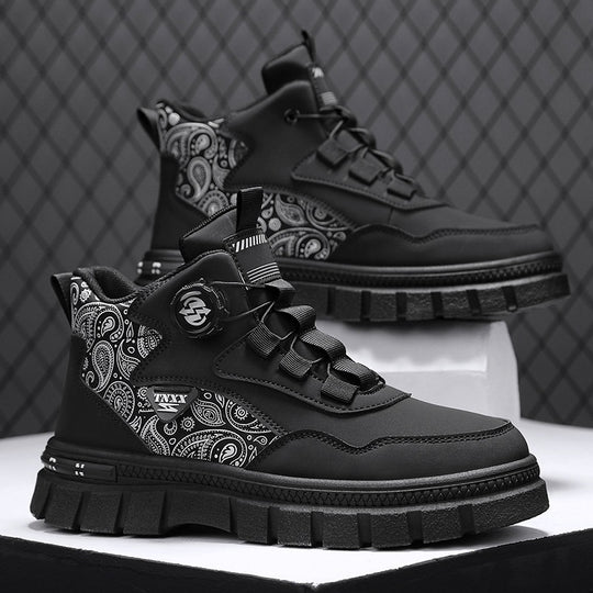Damen Hochwertige High-Top Sneakers mit Paisleymuster und praktischen Schnellschnürsystem EB