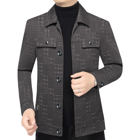 Herren Strukturiertes Overshirt im Glencheck-Relief mit Hemdkragen EB