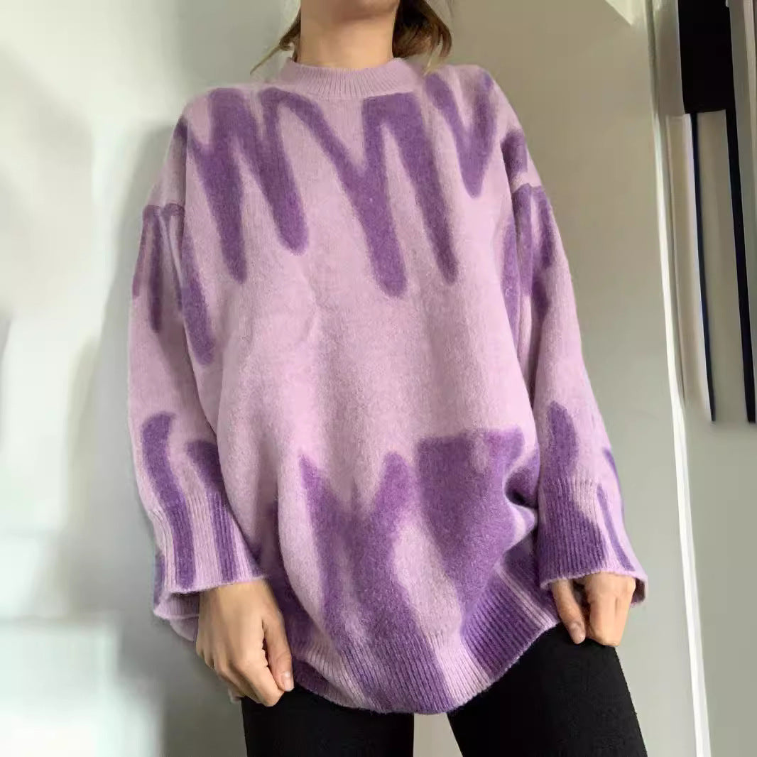 Damen Lässiger Pullover mit einzigartigem Farbverlauf und weitem Schnitt EB