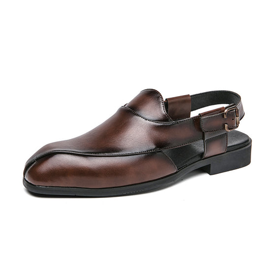 Damen elegante Leder-Mokassins mit verstellbarem Riemen EB