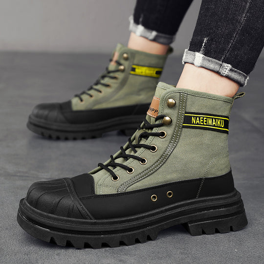 Damen trendige High-Top Stiefel mit rutschfester Sohle und robustem Design EB