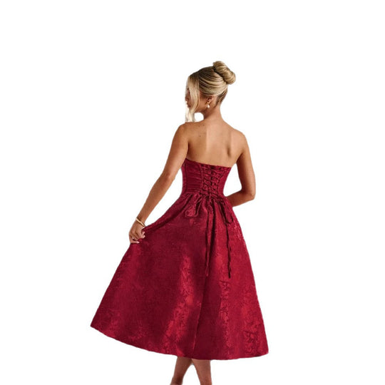 Damen Cocktailkleid mit elegantem Bustier-Oberteil und schwingendem Rock EB